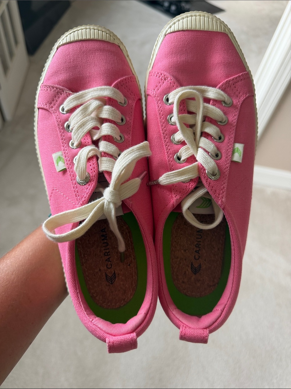 Cariuma Pink Canvas Lace-Up Sneakers